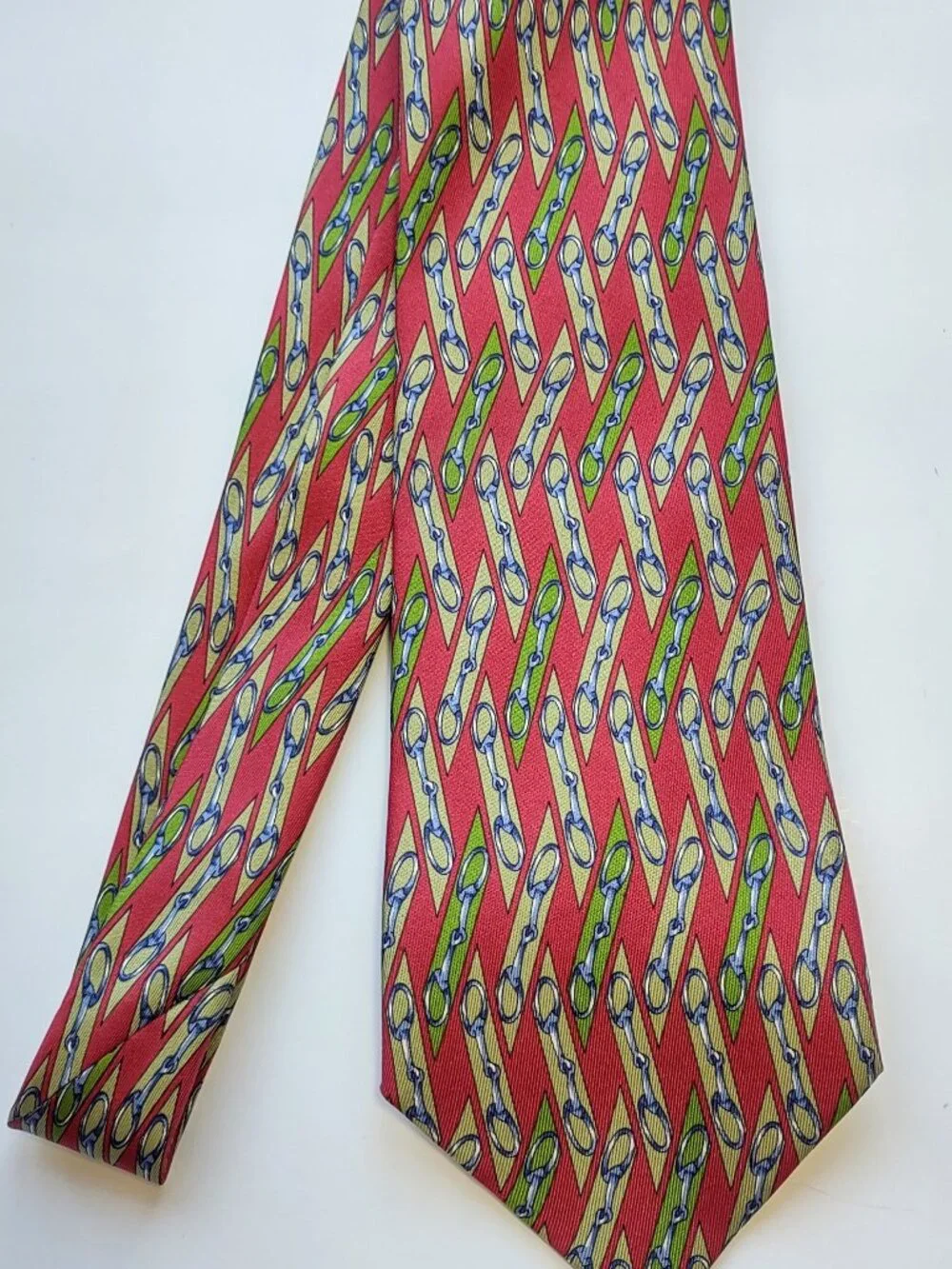 Vintage Gucci 100% Silk Tie Classic Equestrian Pattern Italy Luxury Designer